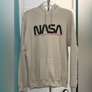 Beige vintage NASA hoodie - unisex, size medium